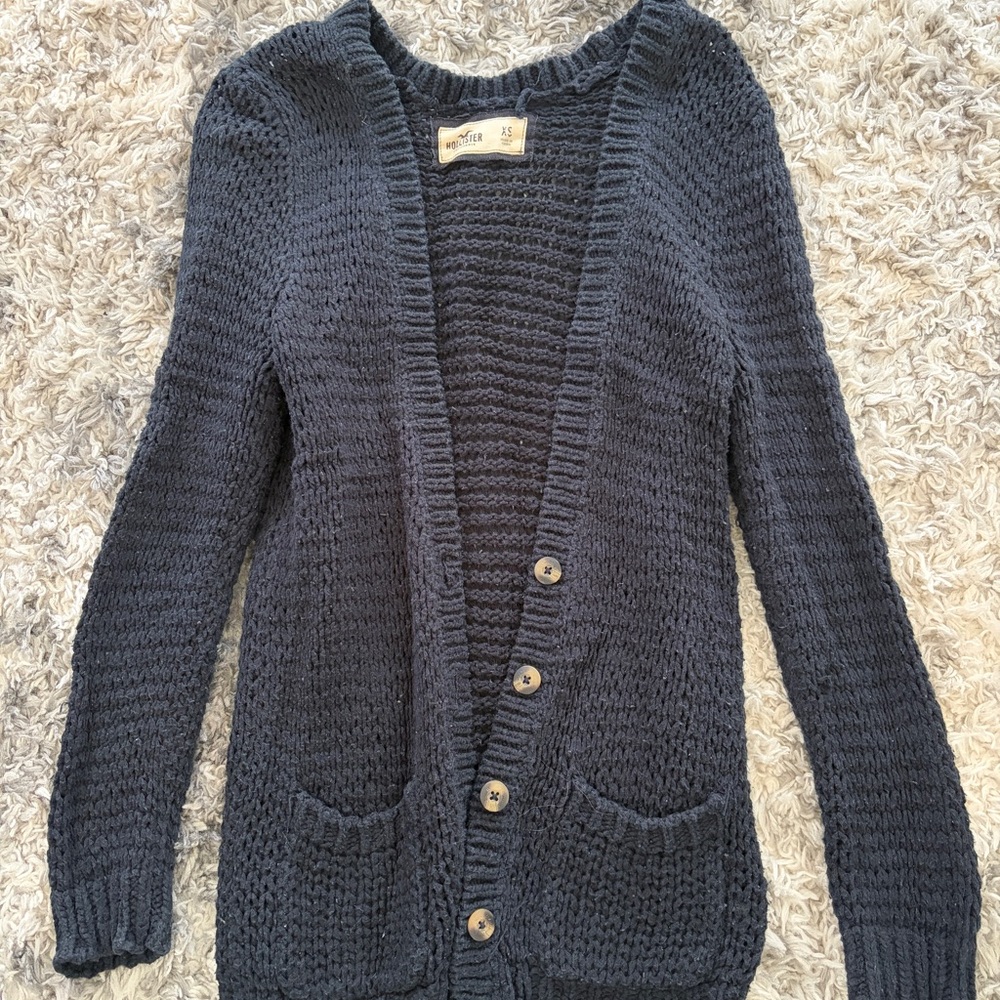 Hollister Cozy Navy Blue Knit Cardigan